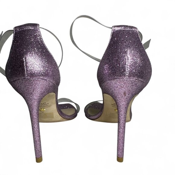 Stuart Weitzman Glitter Lilac High Heel PVC Sandal sz 8 NWOT - Picture 8 of 13